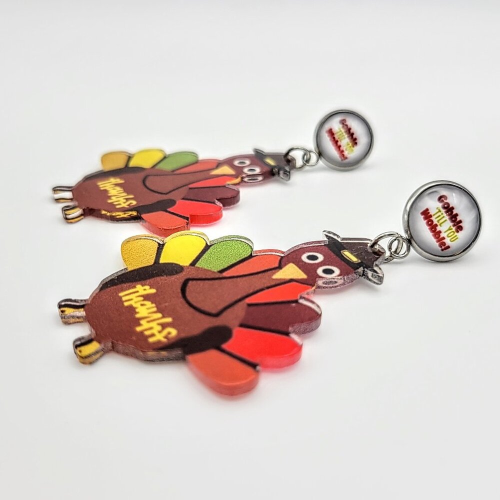 Thanksgiving Pilgrim Turkey Women's Holiday Fashion Dangle Earrings